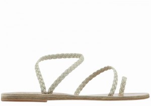 Plecione Sandały Damskie Ancient Greek Sandals Eleftheria Leather Białe | AWS757QB