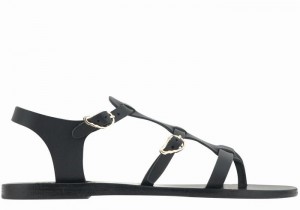 Sandały Casual Damskie Ancient Greek Sandals Grace Kelly Leather Czarne | YTW4167GF