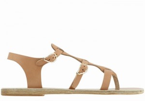 Sandały Casual Damskie Ancient Greek Sandals Grace Kelly Leather Beżowe | CRQ175BN