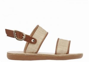 Sandały Casual Dziecięce Ancient Greek Sandals Little Clio Rafia Soft Beżowe Brązowe | KEP1680EZ