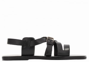 Sandały Casual Męskie Ancient Greek Sandals Hercules Leather Czarne | NBT1614BK