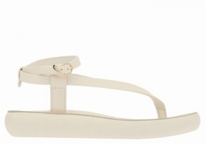 Sandały Z Paskami Damskie Ancient Greek Sandals Salomi Comfort Białe | UFK6129EL