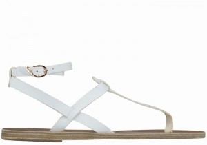 Sandały Z Paskami Damskie Ancient Greek Sandals Estia Leather Białe | ENS122KN