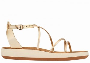 Sandały Z Paskami Damskie Ancient Greek Sandals Anastasia Comfort Złote Białe | BPO2891HA