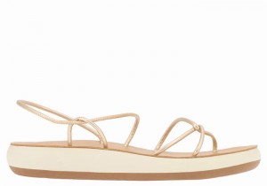 Sandały Z Paskiem Na Plecy Damskie Ancient Greek Sandals Taxidi Comfort Złote Białe | WJN374QB