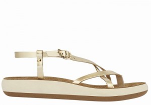 Sandały Z Paskiem Na Plecy Damskie Ancient Greek Sandals Semele Comfort Złote Białe | RAZ2851KQ