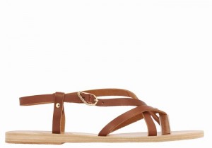 Sandały Z Paskiem Na Plecy Damskie Ancient Greek Sandals Semele Leather Ciemny Brązowe | TNQ4134UI