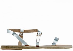 Sandały Z Paskiem Na Plecy Damskie Ancient Greek Sandals Niove Leather Srebrne | VFO81EA