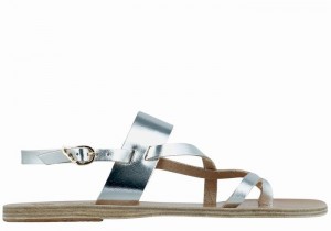 Sandały Z Paskiem Na Plecy Damskie Ancient Greek Sandals Alethea Leather Srebrne | HPB1479OY