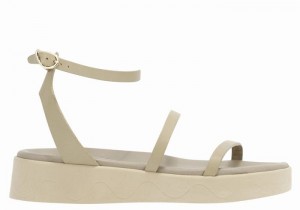 Sandały na Platformie Damskie Ancient Greek Sandals Nissida Leather Szare Brązowe | YPF4956MA