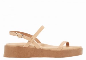 Sandały na Platformie Damskie Ancient Greek Sandals Evriali Leather Beżowe | GPL4663EV