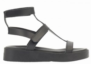 Sandały na Platformie Damskie Ancient Greek Sandals Efrosini Leather Czarne | ZPQ951EJ