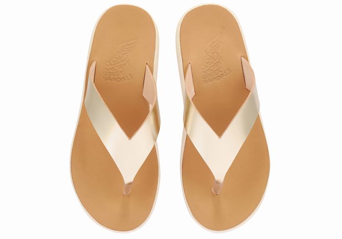 Japonki Damskie Ancient Greek Sandals Charys Comfort Złote Białe | NVX755HT