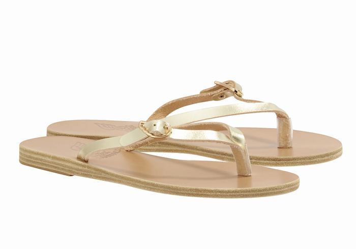 Japonki Damskie Ancient Greek Sandals Dihalo Leather Złote Białe | JYA1153QO