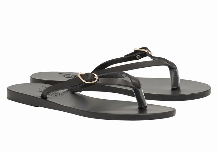 Japonki Damskie Ancient Greek Sandals Dihalo Leather Czarne | RXR6140AC