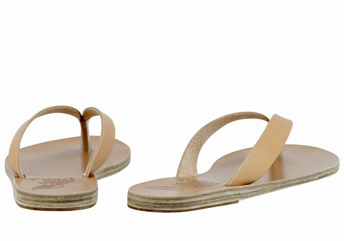 Japonki Damskie Ancient Greek Sandals Hera Leather Beżowe | EYJ7026IX