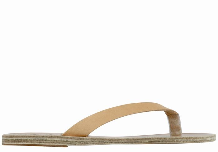 Japonki Damskie Ancient Greek Sandals Hera Leather Beżowe | EYJ7026IX