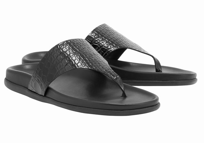 Japonki Damskie Ancient Greek Sandals Mera Footbed Czarne | OBS8649OZ