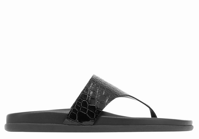 Japonki Damskie Ancient Greek Sandals Mera Footbed Czarne | OBS8649OZ