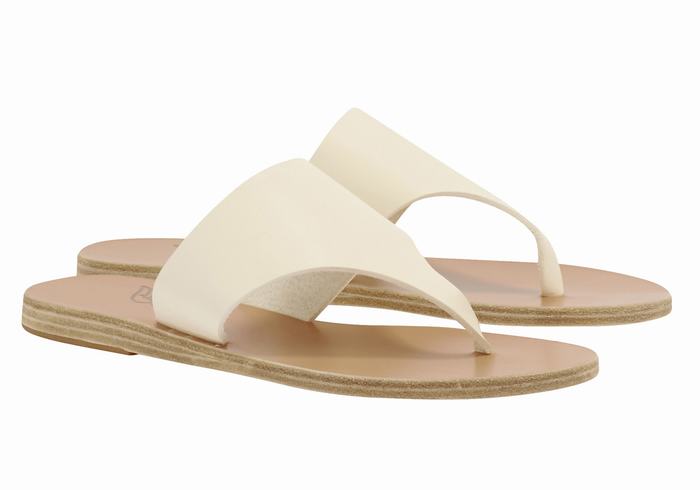 Japonki Damskie Ancient Greek Sandals Mera Leather Białe | JHN9547IX