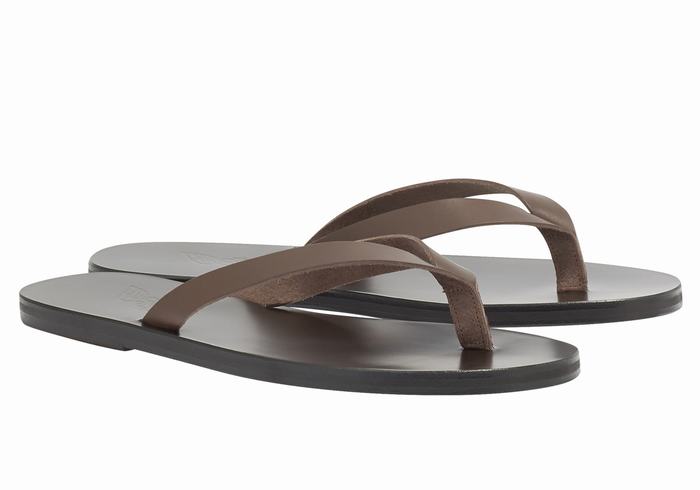 Japonki Męskie Ancient Greek Sandals Solon Leather Czekolada | RAO3149PO