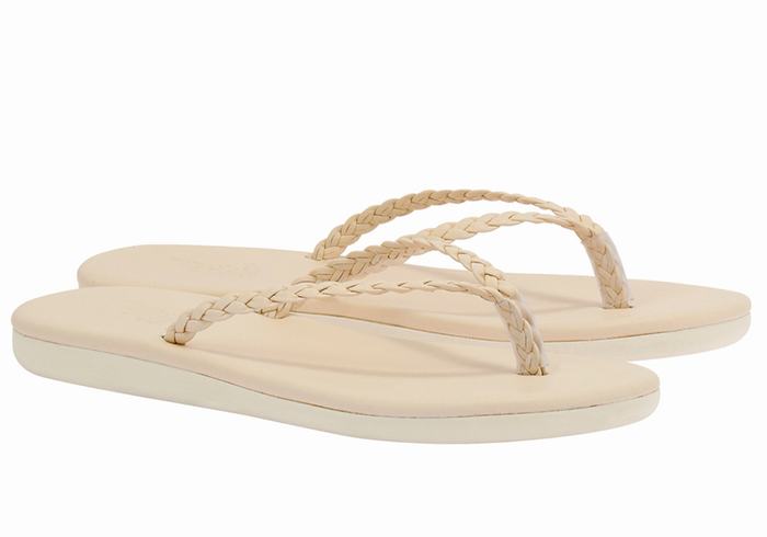 Plecione Sandały Damskie Ancient Greek Sandals Plage Flip Flop Białe | KQP2633QW