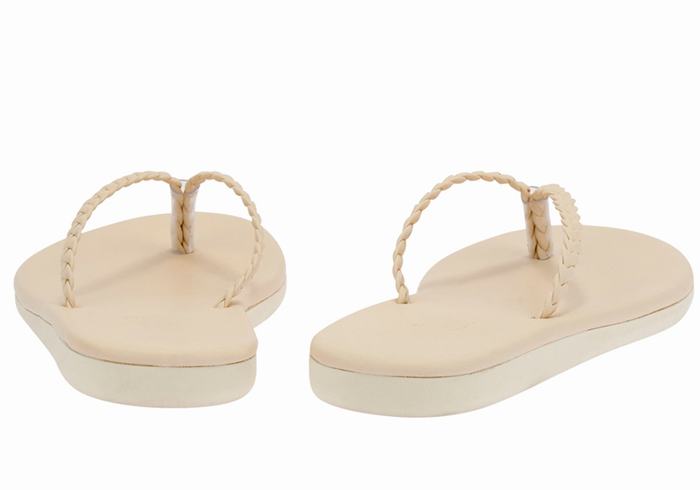 Plecione Sandały Damskie Ancient Greek Sandals Plage Flip Flop Białe | KQP2633QW