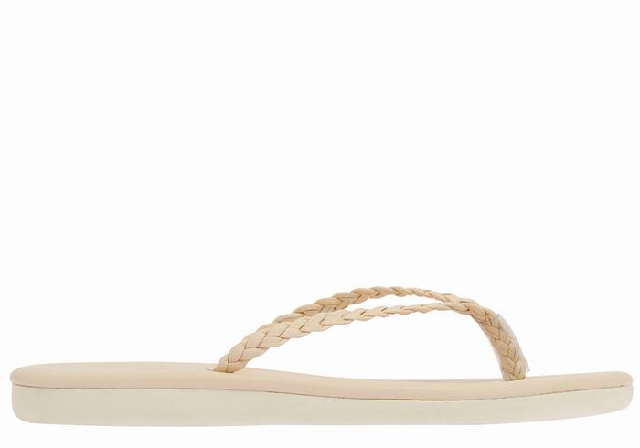 Plecione Sandały Damskie Ancient Greek Sandals Plage Flip Flop Białe | KQP2633QW