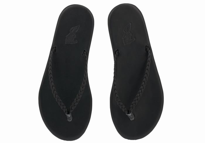 Plecione Sandały Damskie Ancient Greek Sandals Plage Flip Flop Czarne | ALA1469II