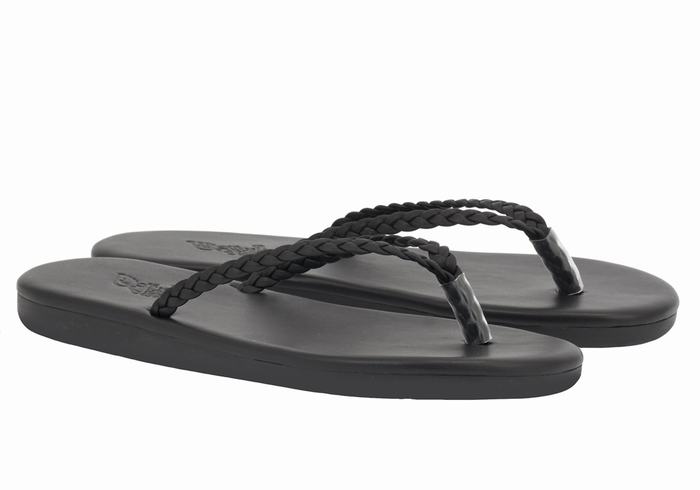 Plecione Sandały Damskie Ancient Greek Sandals Plage Flip Flop Czarne | ALA1469II