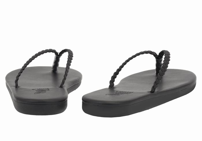 Plecione Sandały Damskie Ancient Greek Sandals Plage Flip Flop Czarne | ALA1469II