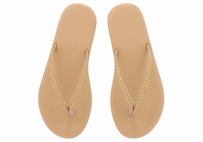 Plecione Sandały Damskie Ancient Greek Sandals Plage Flip Flop Beżowe | QBF8342PK