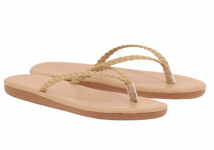 Plecione Sandały Damskie Ancient Greek Sandals Plage Flip Flop Beżowe | QBF8342PK