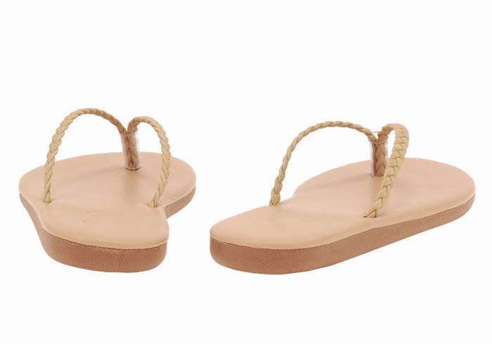 Plecione Sandały Damskie Ancient Greek Sandals Plage Flip Flop Beżowe | QBF8342PK