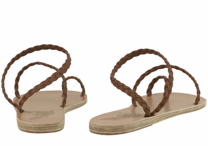 Plecione Sandały Damskie Ancient Greek Sandals Eleftheria Leather Czekolada | ZSN284PV