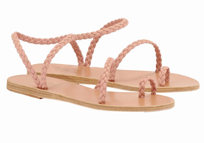 Plecione Sandały Damskie Ancient Greek Sandals Eleftheria Leather Różowe | DGX2692EG