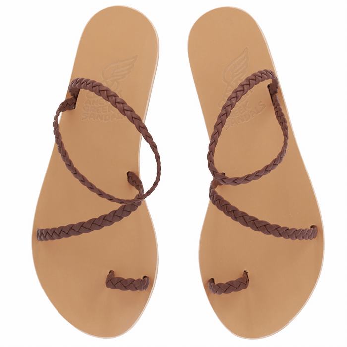 Plecione Sandały Damskie Ancient Greek Sandals Eleftheria Leather Kawa | LQU6827PQ