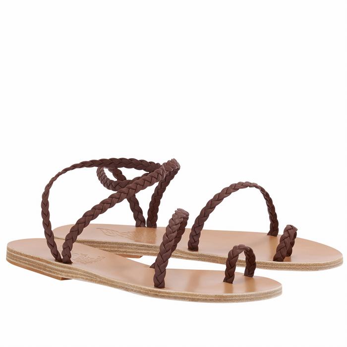 Plecione Sandały Damskie Ancient Greek Sandals Eleftheria Leather Kawa | LQU6827PQ