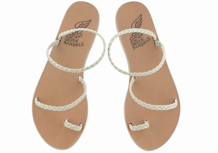 Plecione Sandały Damskie Ancient Greek Sandals Eleftheria Leather Białe | AWS757QB