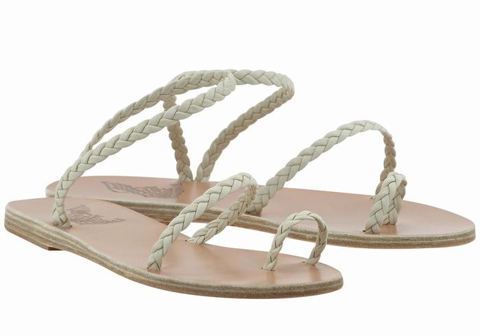 Plecione Sandały Damskie Ancient Greek Sandals Eleftheria Leather Białe | AWS757QB