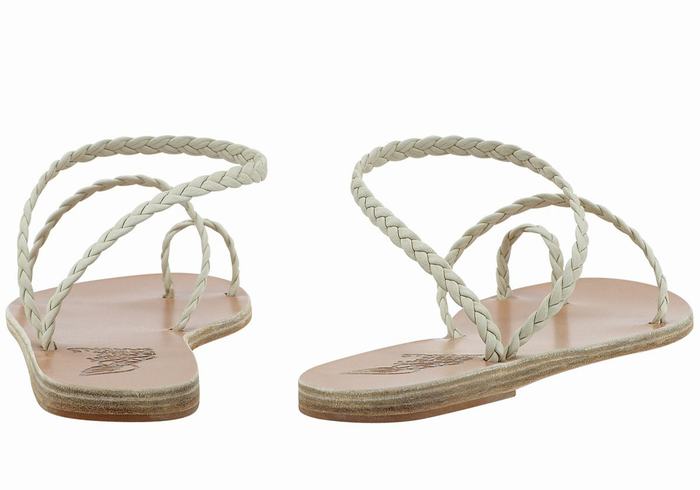 Plecione Sandały Damskie Ancient Greek Sandals Eleftheria Leather Białe | AWS757QB