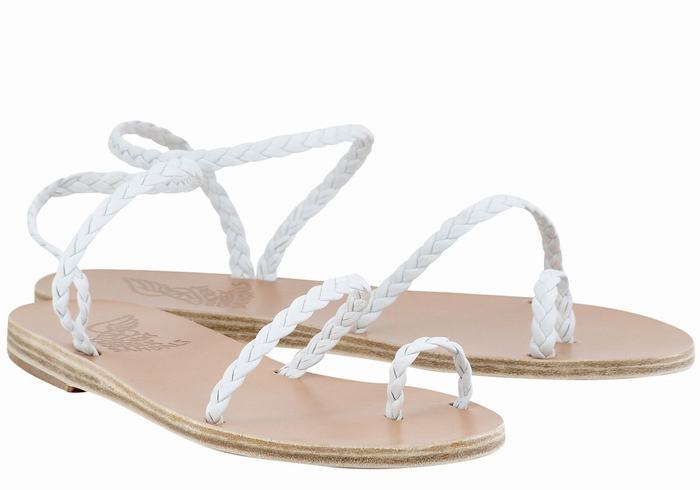 Plecione Sandały Damskie Ancient Greek Sandals Eleftheria Leather Białe | HKP4741LE