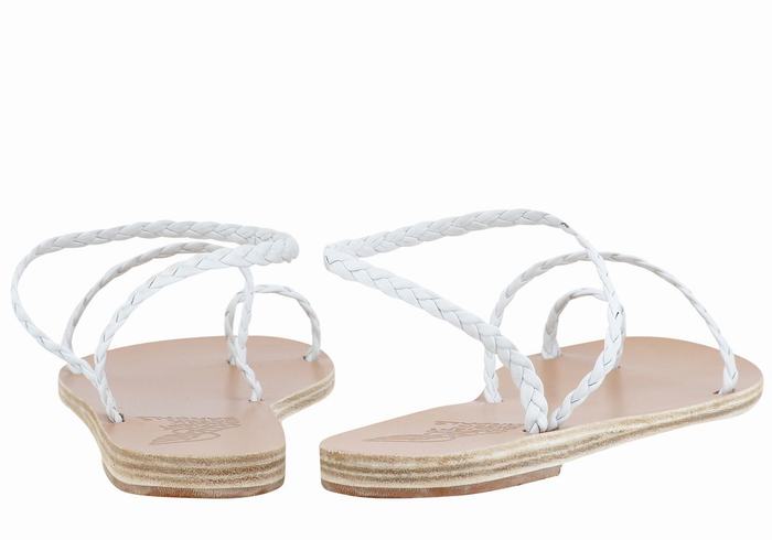 Plecione Sandały Damskie Ancient Greek Sandals Eleftheria Leather Białe | HKP4741LE