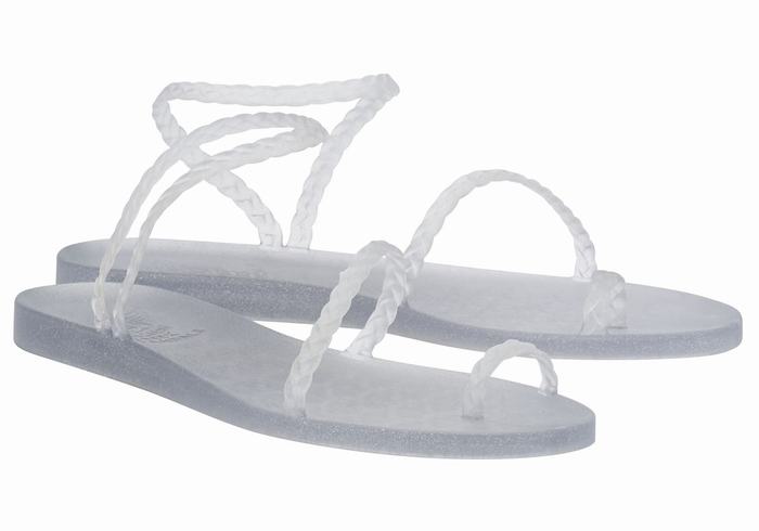 Plecione Sandały Damskie Ancient Greek Sandals Eleftheria Szare Złote | ITY1064JS