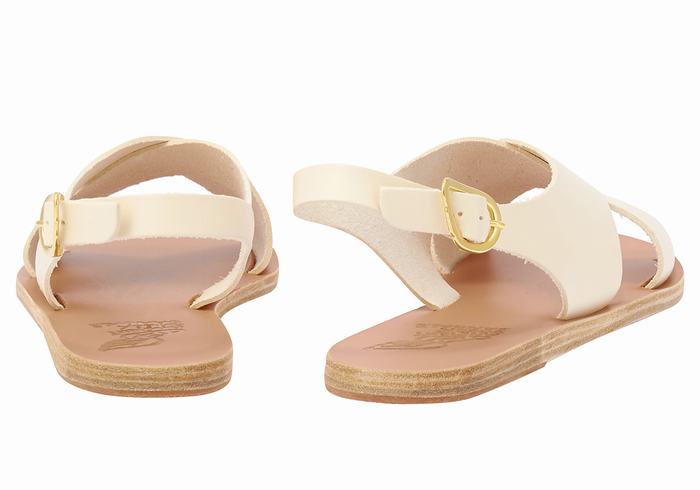 Sandały Casual Damskie Ancient Greek Sandals Maria Leather Białe | MLT9125AS