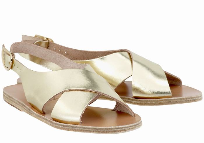 Sandały Casual Damskie Ancient Greek Sandals Maria Leather Złote Białe | BOJ224QJ