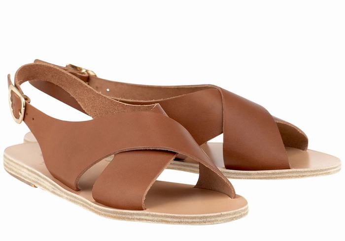 Sandały Casual Damskie Ancient Greek Sandals Maria Leather Ciemny Brązowe | OFN3120VO