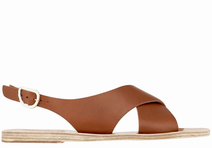 Sandały Casual Damskie Ancient Greek Sandals Maria Leather Ciemny Brązowe | OFN3120VO