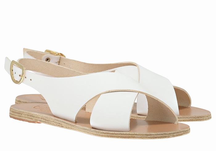 Sandały Casual Damskie Ancient Greek Sandals Maria Leather Białe | HHT9070VS