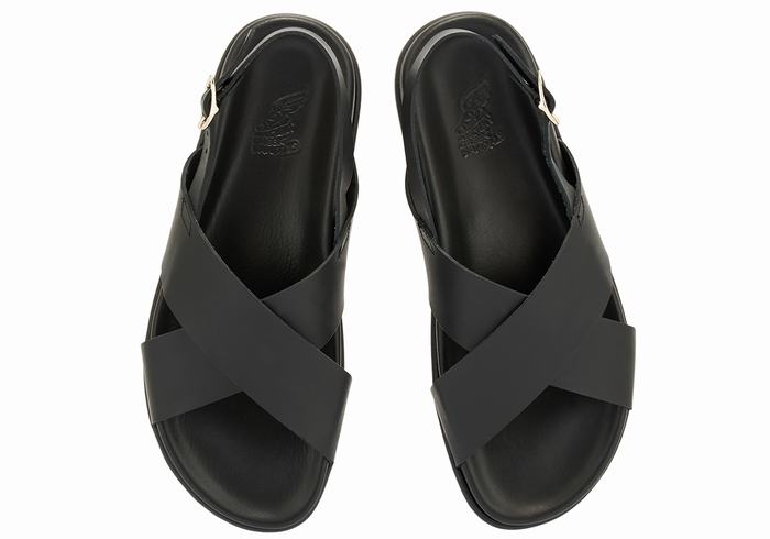 Sandały Casual Damskie Ancient Greek Sandals Ikesia Czarne | SZF4224NW